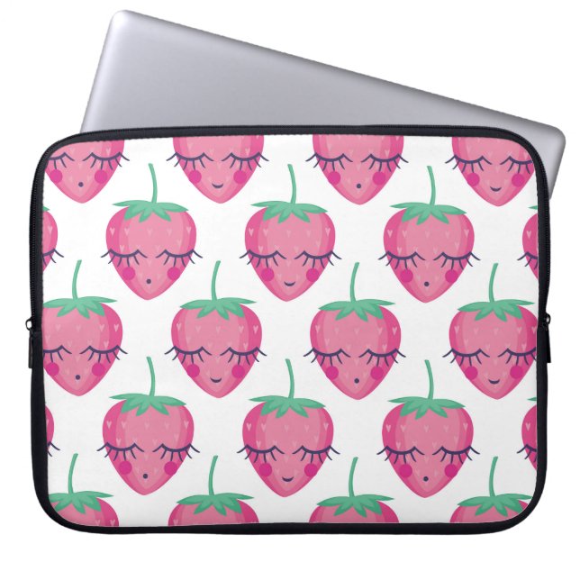 Sömmande jordgubbar, söt mönster. laptop fodral (Framsidan)
