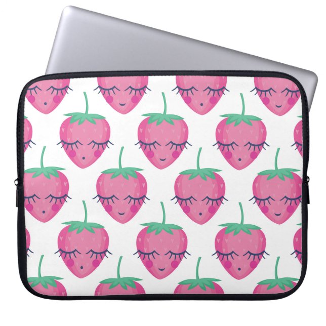 Sömmande jordgubbar, söt mönster. laptop fodral (Framsidan)