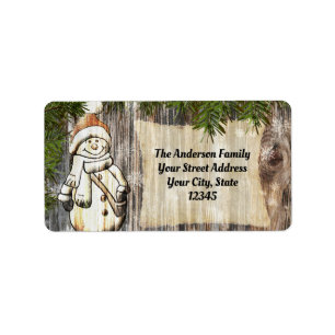 Sömmande jul i Snögubbe Adressetikett