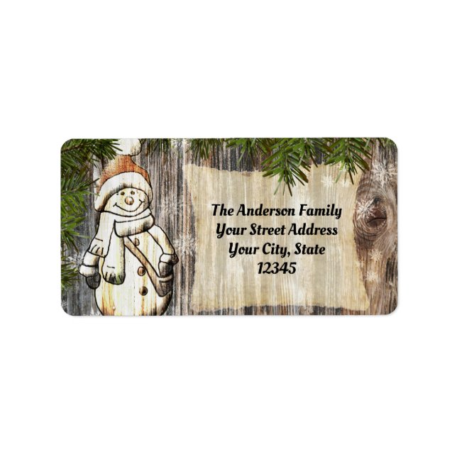 Sömmande jul i Snögubbe Adressetikett (Framsidan)