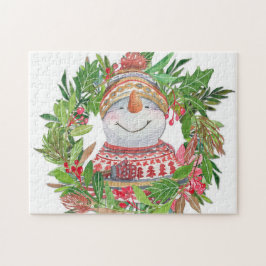 Sömmande julfrö i Snögubbe Pussel