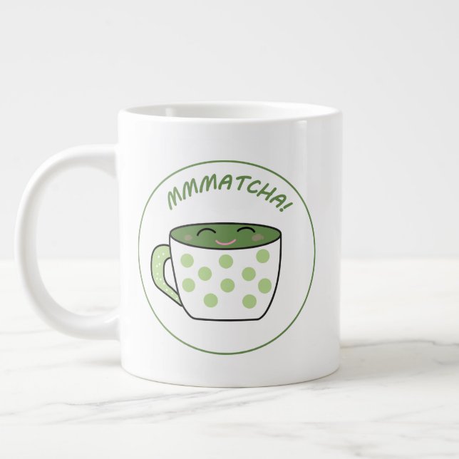 Sömmande Kawaii Matcha Jumbo Mugg (Vänster)