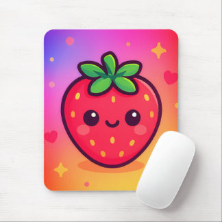 Sömmande Kawaii Strawberry på Pastel Gradient Back Musmatta
