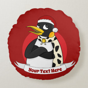 Sömmande kejsare Pingguin tecknad Rund Pi Rund Kudde