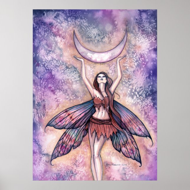 Sömmande Måne Fairy Art Poster av Molly Harrison (Framsidan)