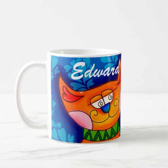 Sömmande Orange Tabby katt Kaffemugg (Vänster)