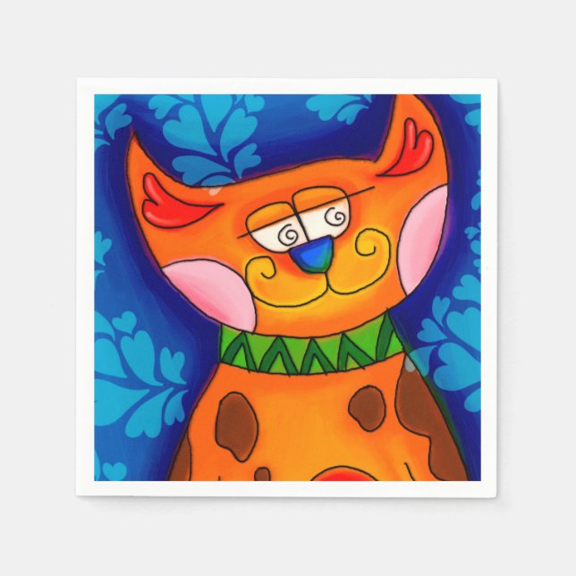 Sömmande Orange Tabby katt Pappersservett (Framsidan)