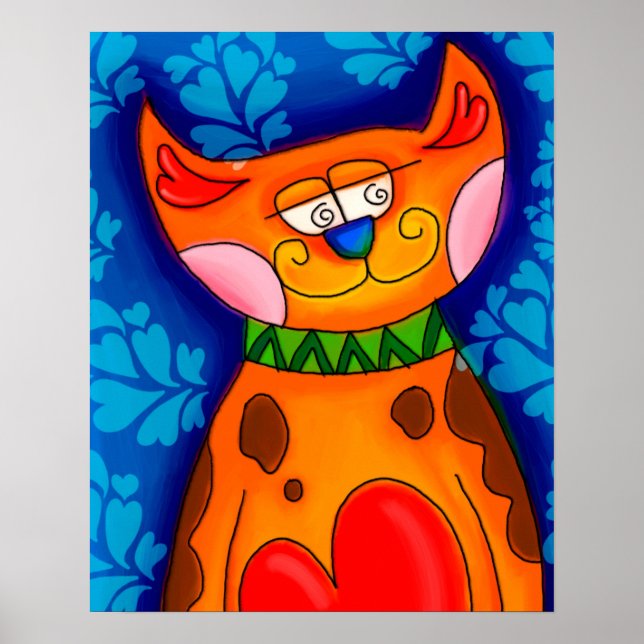 Sömmande Orange Tabby katt Poster (Framsidan)