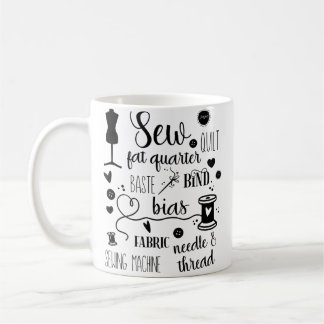 Sömmande ord Älskare Kärlek Att Sy Typografi Quilt Kaffemugg