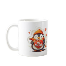 Sömmande Penguin med hjärttecken "MY MAMMA"