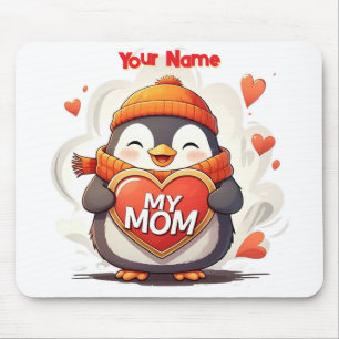 Sömmande Penguin med hjärttecken MY MAMMA Musmatta