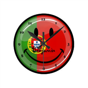 Sömmande portugisiska Flagga Rund Klocka