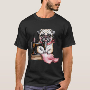 sömmande pug t shirt
