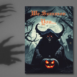 Sömmande, rödfärgad Demon Halloween Inbjudningar