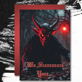 Sömmande rödfärgade Crawling Djävulen Halloween Inbjudningar