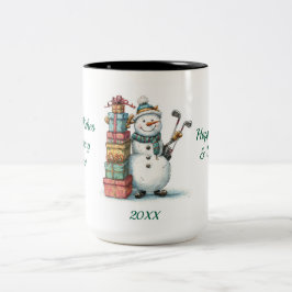 Sömmande Snögubbe Helgdag Mugg - Ursprunglig Teckn