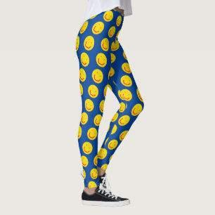 Sömmande Sol Lycklig Ansikte Leggings