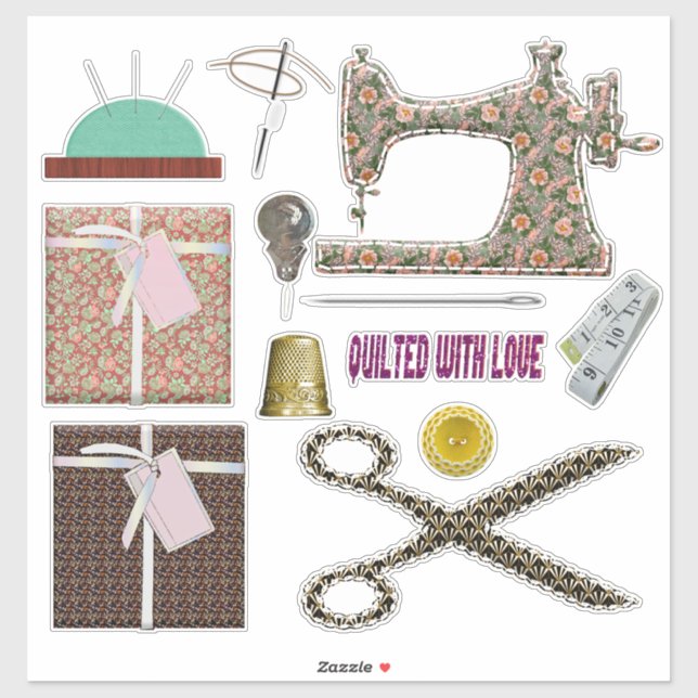 Sömmande sömmerfiske efter sydd maskin klistermärken (Ark)