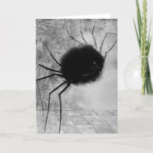 Sömmande spider av Odilon Redon, Vintage Halloween Kort