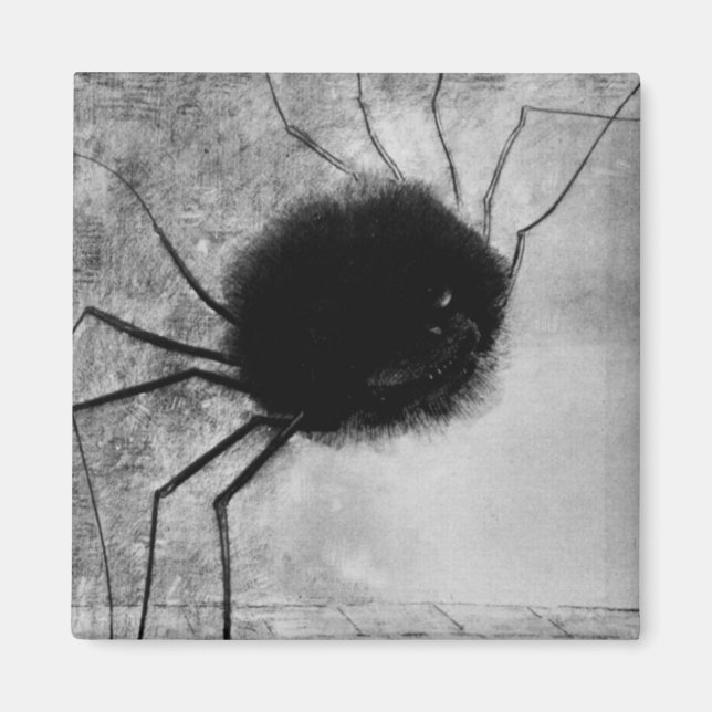 Sömmande spider av Odilon Redon, Vintage Halloween Magnet (Framsidan)
