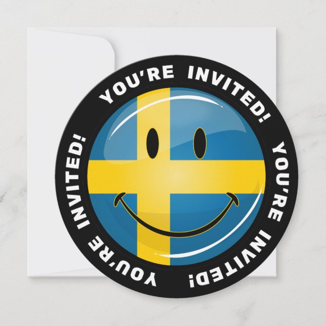 Sömmande svensk Flagga Inbjudningar (Framsida)