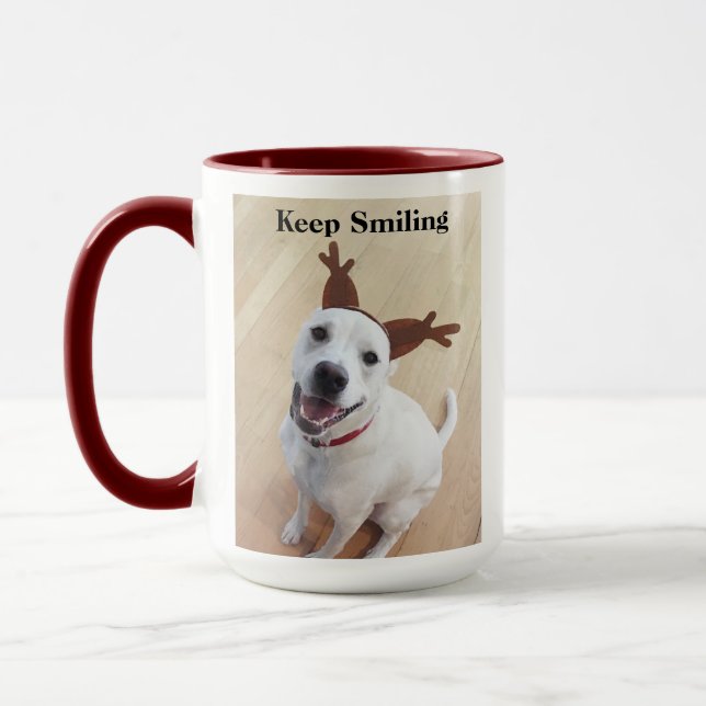 Sömmande vit Hund Uppmuntra röd jul Mugg (Vänster)