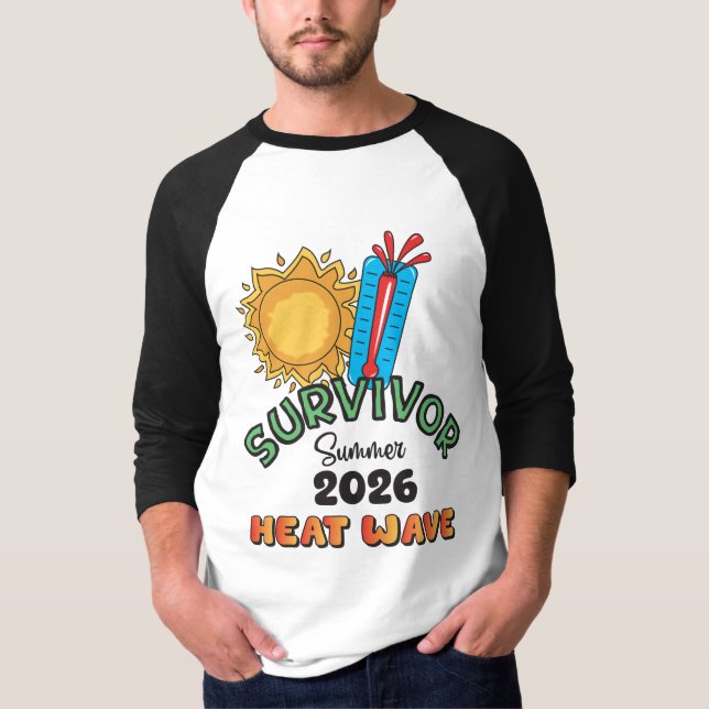 Sommar 26 Värmebölja Herr 3/4 Ärm Ringad  T Shirt (Framsida)