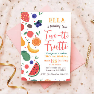 Sommar 2-tti Fruitti 2:a födelsedagsinbjudan Inbjudningar