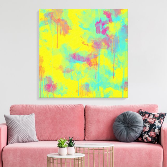 Sommar abstrakt Färgglad kul Vattenfärgssprut Canvastryck (Insitu (Vardagsrum))