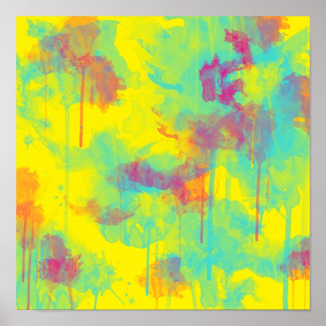Sommar abstrakt Färgglad kul Vattenfärgssprut Poster (Framsidan)