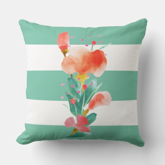 Sommar Akvarell Blommig Illustration Kudde (Framsida)