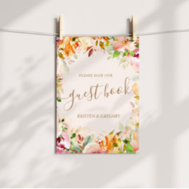 sommar akvarell trädgård blommig Bröllopsgästbok Poster