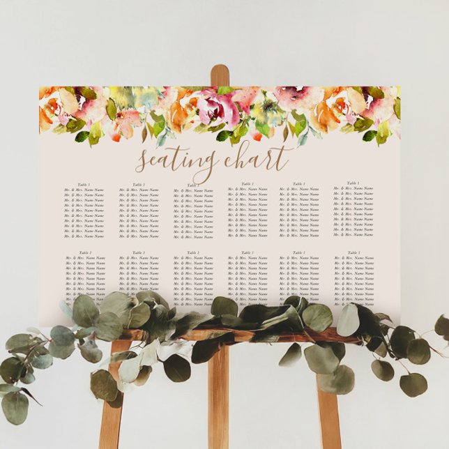 sommar akvarell trädgård blomster sittplatsschema  poster (Skapare uppladdad)