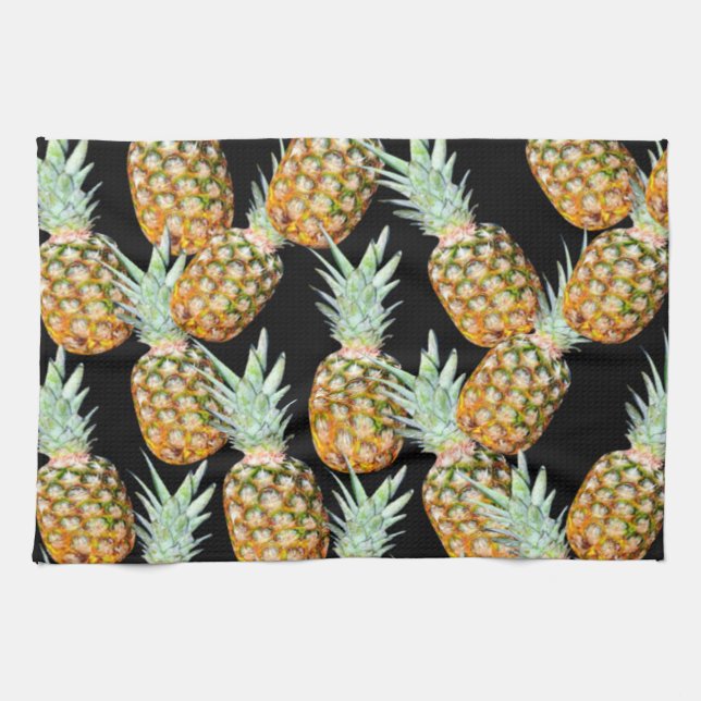 sommar aloha hawaiiansk tropisk frukt ananas kökshandduk (Horisontell)