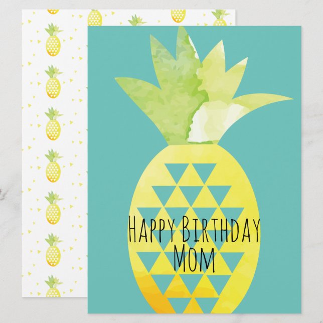 Sommar Ananas Vattenfärg Mix Födelsedag (Fram/baksida)