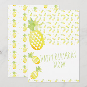 Sommar Ananas Vattenfärg Mix Mönster Födelsedag