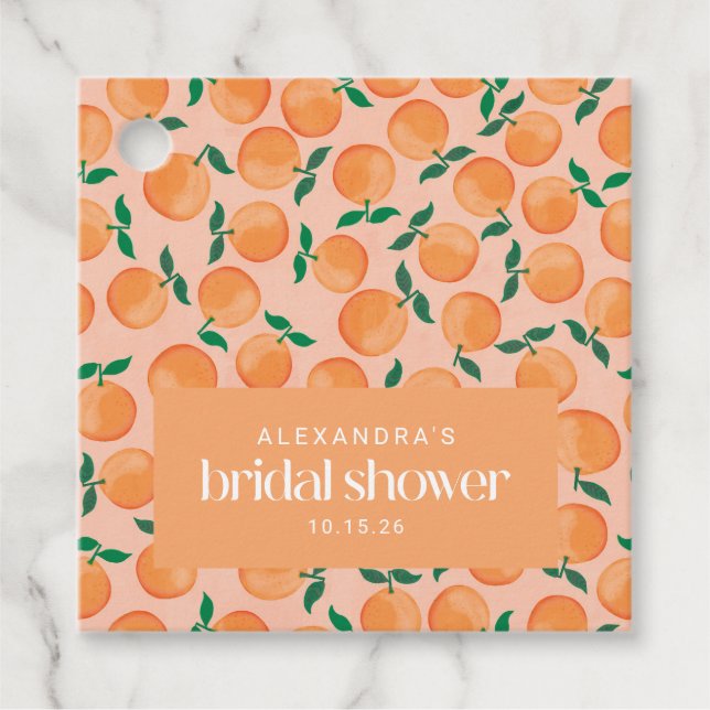 Sommar apelsiner frukt rosa bröllopsdusch Anpassad Gåvor Etiketter (Framsida)