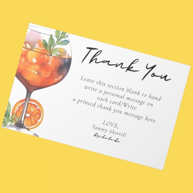 Sommar Aperol Spritz Cocktail Orange Bröllopsdusch Tack Kort (Skapare uppladdad)