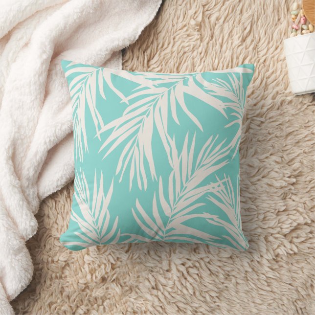Sommar Aqua Blue Tropical Lövs Beach Home Decor Kudde (Filt)