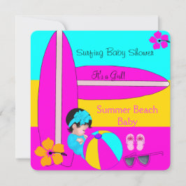 Sommar Baby Shower Flicka Strand Baby Surfande Bab Inbjudningar