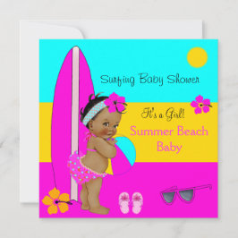 Sommar Baby Shower Girl Beach Baby Surfing Ethnic Inbjudningar
