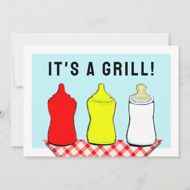 Sommar Baby Shower Grillfest Inbjudningar (Framsida)
