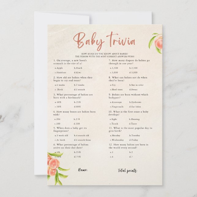Sommar-Baby-trivia-babyvykort Inbjudningar (Framsida)