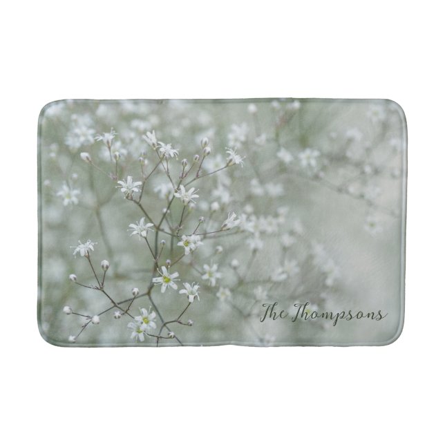 Sommar Baby's Breath Blomfotografering Med Namn Badrumsmatta (Framsidan)