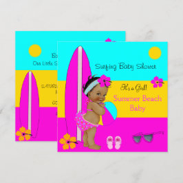 Sommar Babyshower Flick Beach Baby Surfing Etnisk Inbjudningar