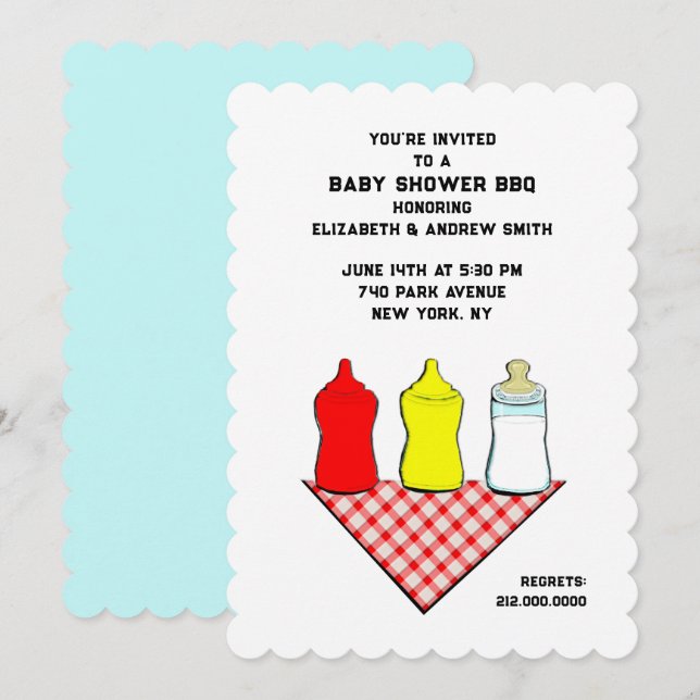 Sommar Babyshower Grillfest Inbjudningar (Fram/baksida)