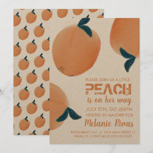 Sommar Babyshower Persika Frukt Inbjudan
