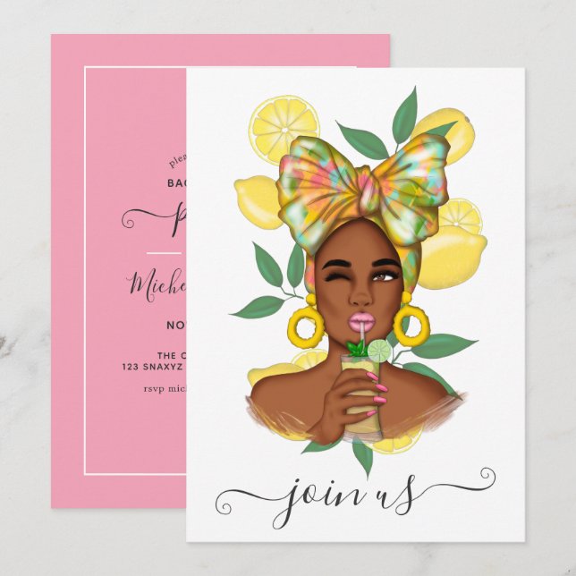 Sommar Bachelorette-partiets inbjudan (Fram/baksida)