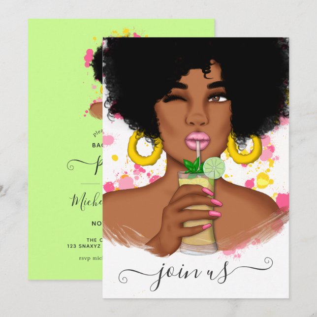 Sommar Bachelorette-partiets inbjudan (Fram/baksida)