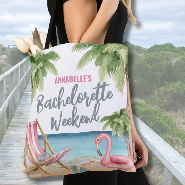 Sommar Bachelorette Vattenfärg Strand Hav Tygkasse (Watercolor Beach Bachelorette Tote Bag)